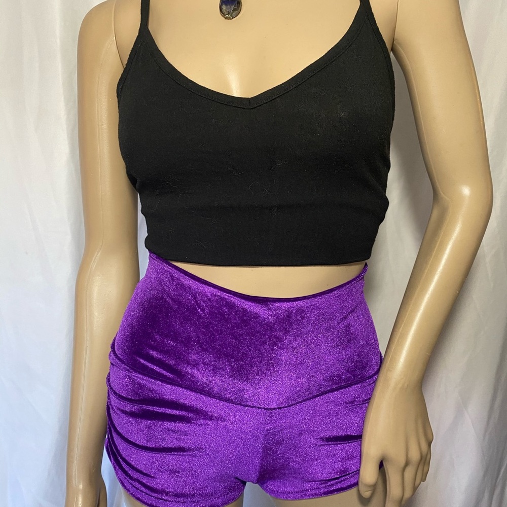 Velvet high waisted shorts